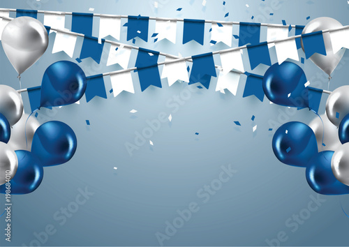 celebration background with garland flag and confetti in party and enjoyment concept.Vector eps10.