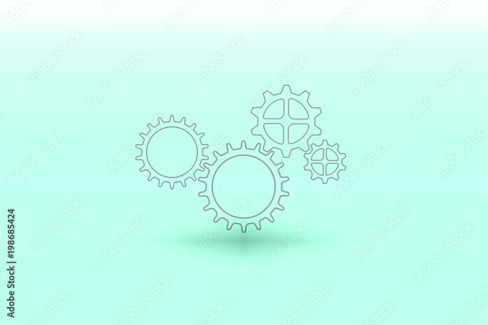 Clockwork on the blue background. Cogs and gears as business teamwork concept.