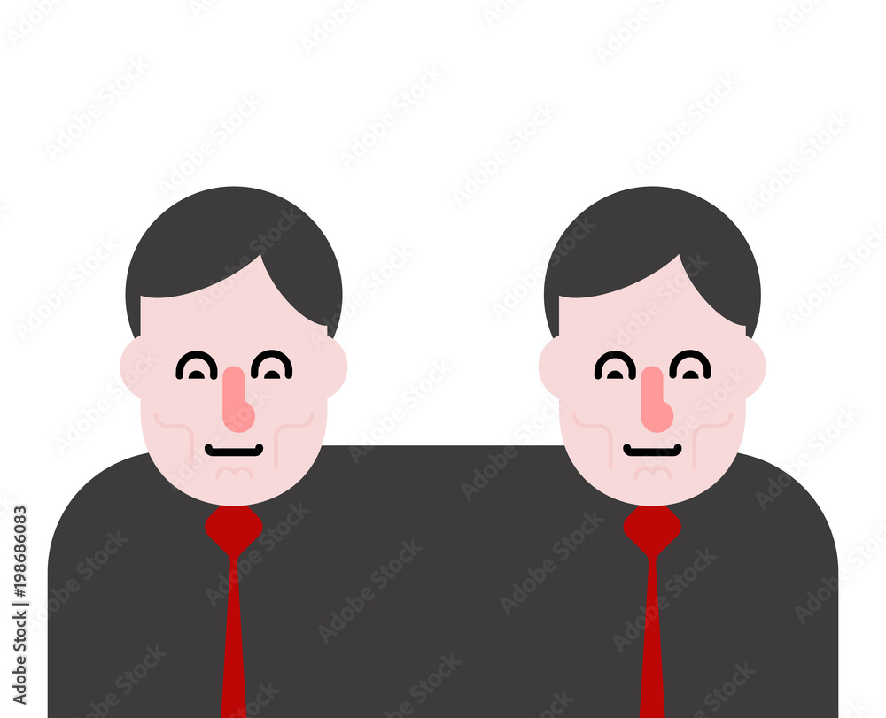 Business partners. Siamese twins. Fused people. Vector illustration Business partners. Siamese twins. Fused people. Vector illustration