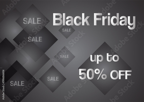 Banner template for Black Friday with text space on black and white background.