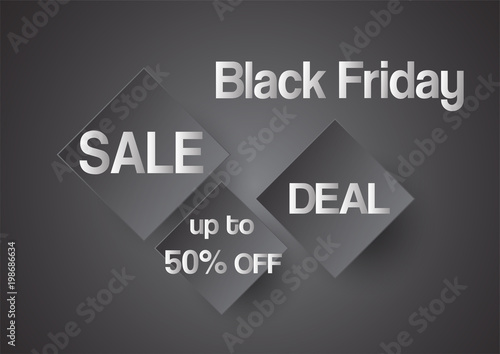 Banner template for Black Friday with text space on black and white background.