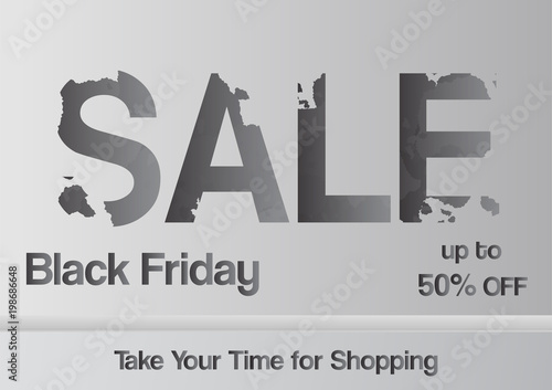 Banner template for Black Friday with text space on grey and white interior background.