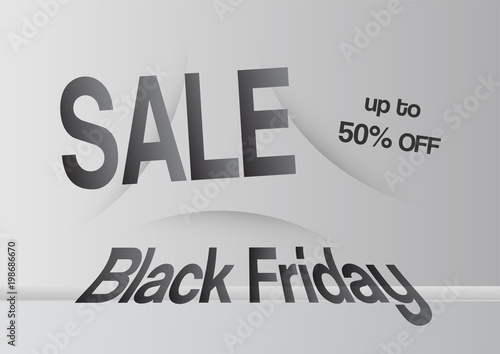 Banner template for Black Friday with text space on grey and white interior background.