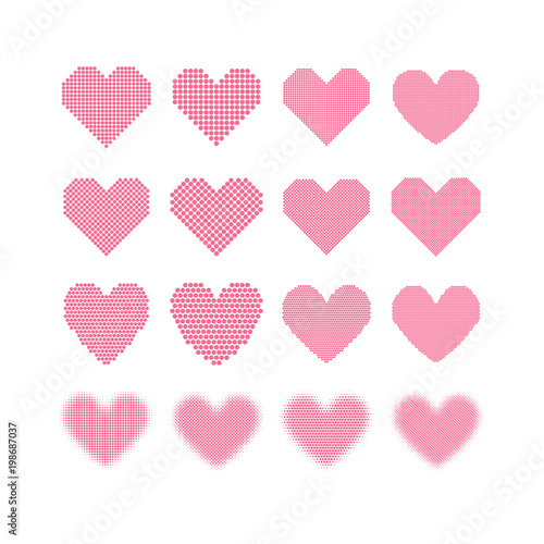 A set of halftone hearts