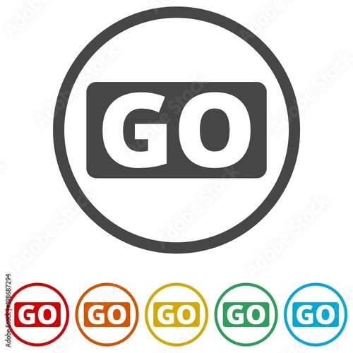 Go icon, Go sign, 6 Colors Included