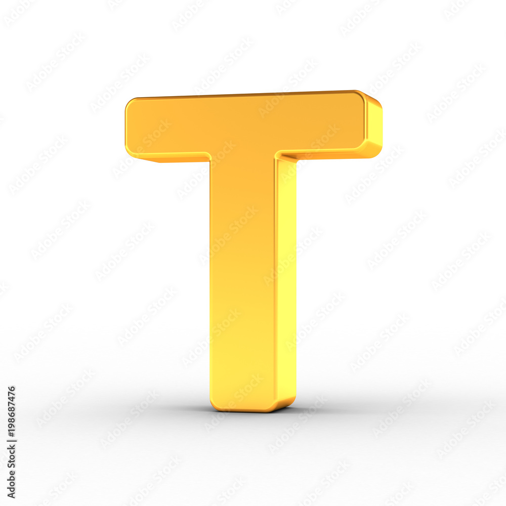 The letter T as a polished golden object with clipping path The letter T as a polished golden object with clipping path