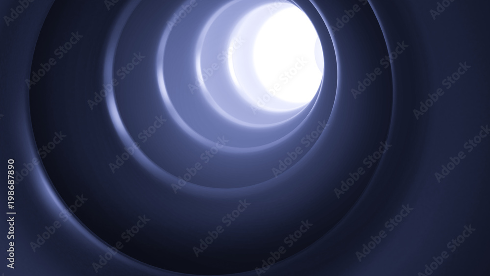 Obraz premium 3d abstract dark blue ribbed tunnel