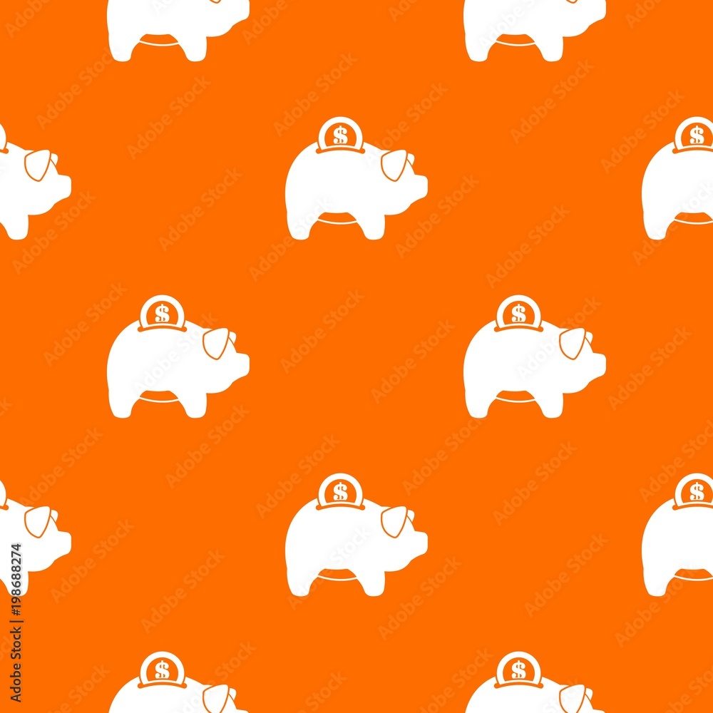 Fototapeta premium Pig money box pattern seamless