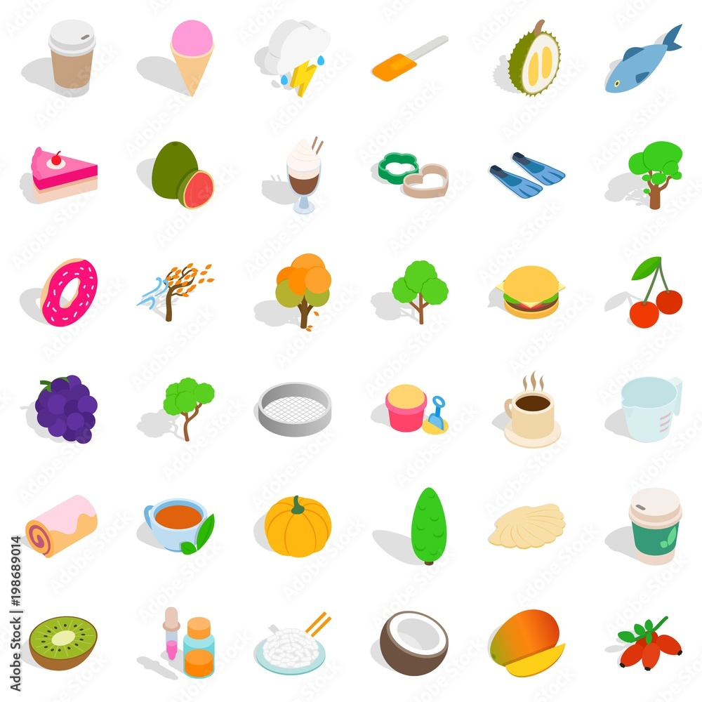 Obraz premium Fruit icons set, isometric style
