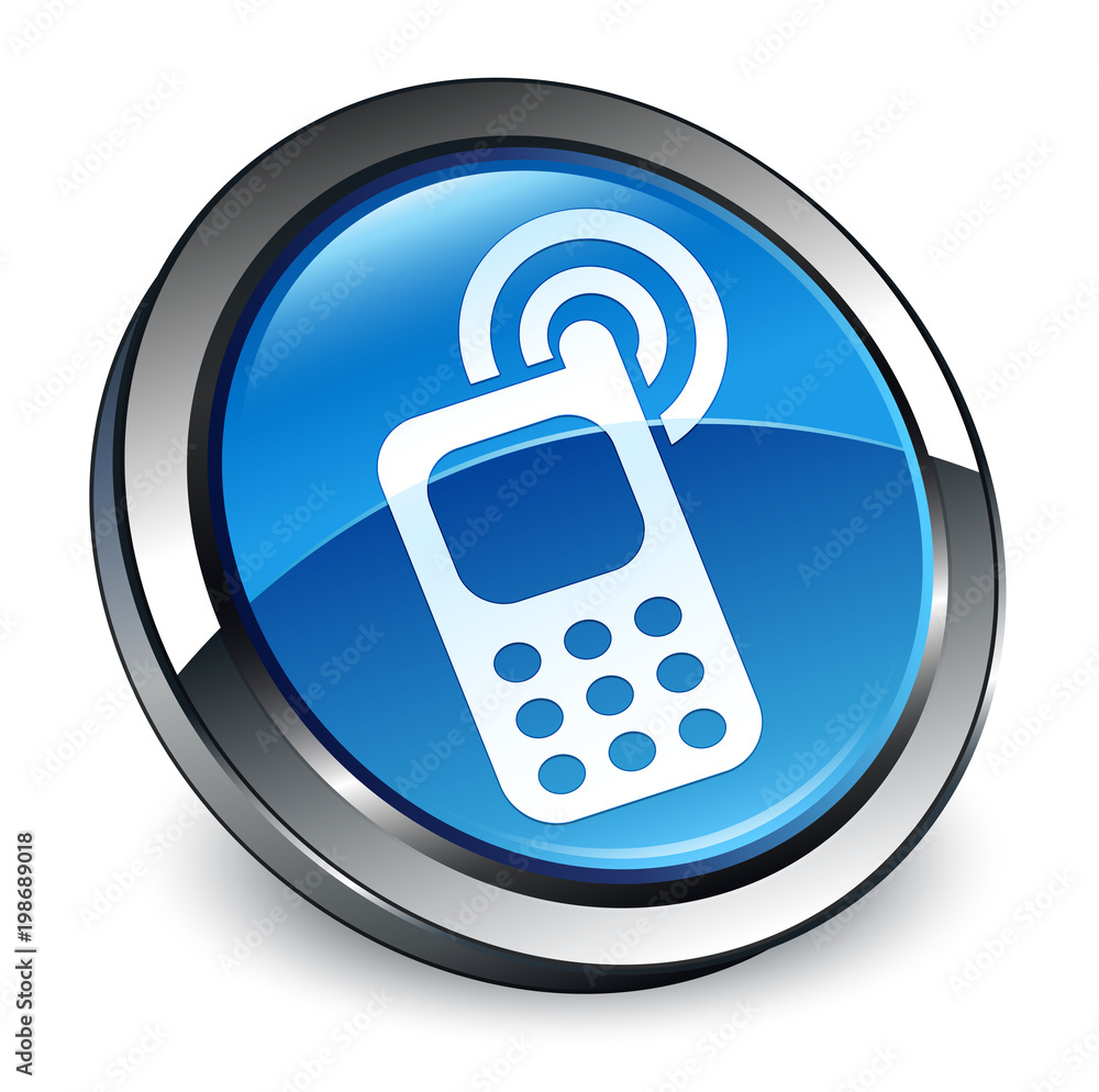Cellphone ringing icon 3d blue round button Cellphone ringing icon 3d blue round button
