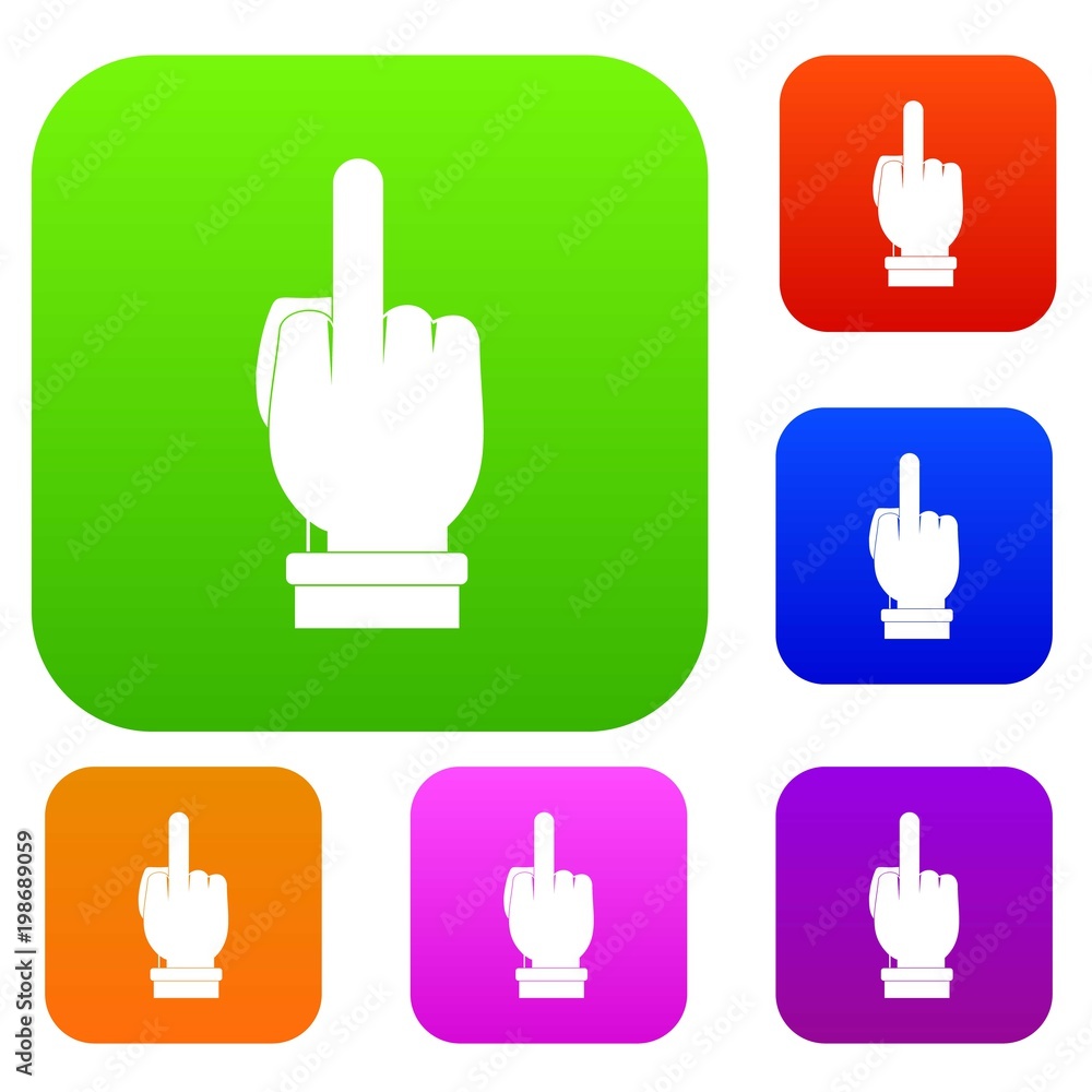 Middle finger hand sign set color collection Middle finger hand sign set color collection