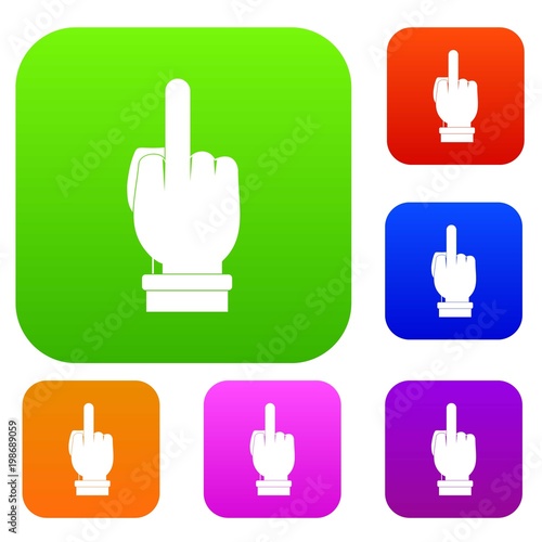 Middle finger hand sign set color collection