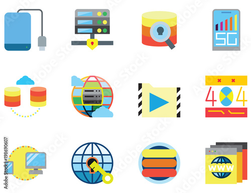 Connecting computer icon vector set
