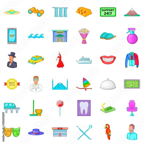 Toreador icons set, cartoon style