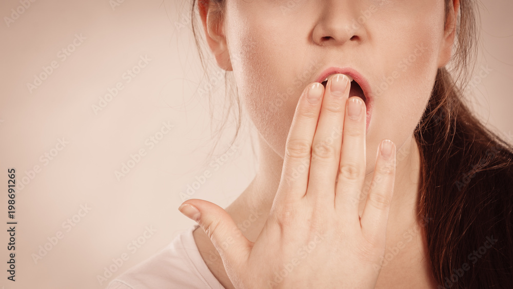 Shocked amazed woman covering mouth with hands Shocked amazed woman covering mouth with hands