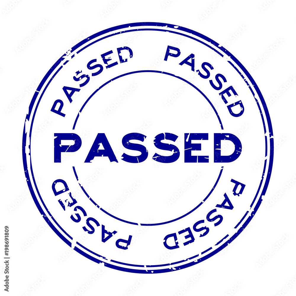 Grunge blue passed round rubber seal stamp on white background Grunge blue passed round rubber seal stamp on white background