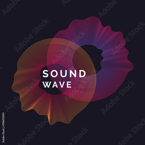 Music poster. Vector abstract background with a colored dynamic waves.
