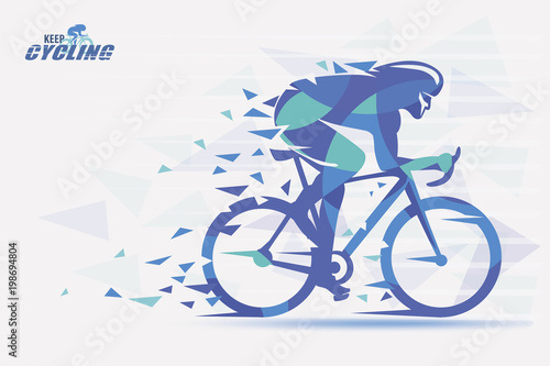 Cycling race stylized backgrond with motion color effects of tirangle splints