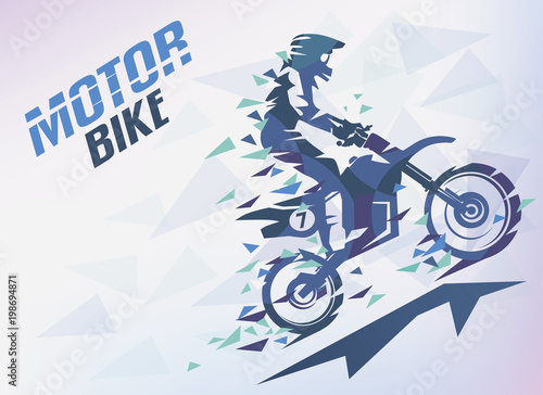 bike with triangle splints, motocross stylized vector background