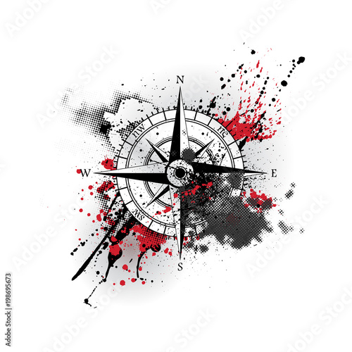Wind rose ink blots