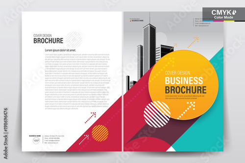 Abstract vector modern flyers brochure / annual report /design templates / stationery with yellow, red and green background in size a4