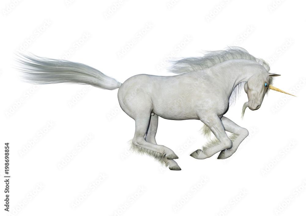Fototapeta premium 3D Rendering White Unicorn on White