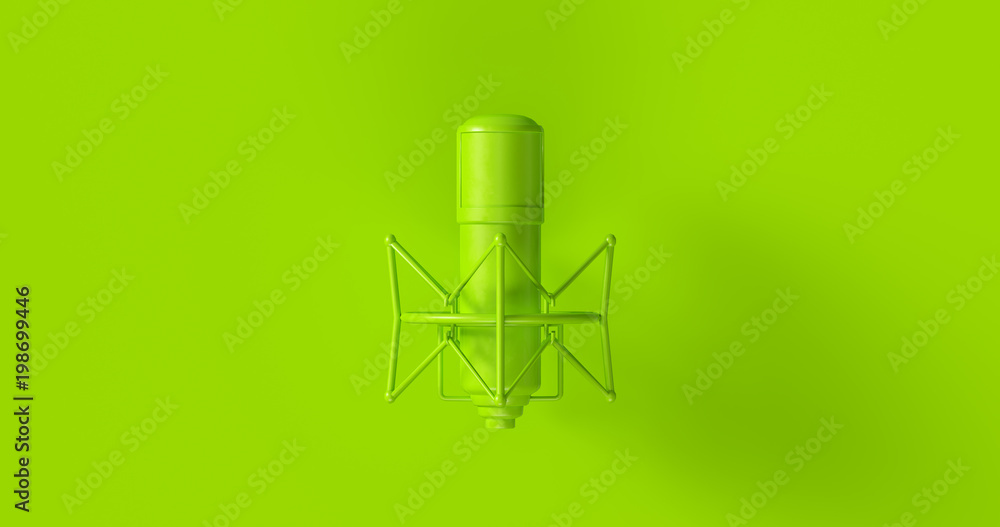 Green Vintage Microphone 3d illustration	