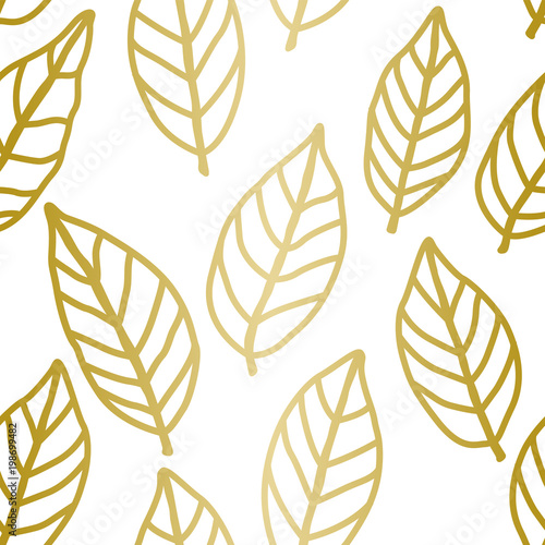 Golden Leaves Pattern. Endless Vector.