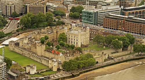 The ancient Tower of London from above.