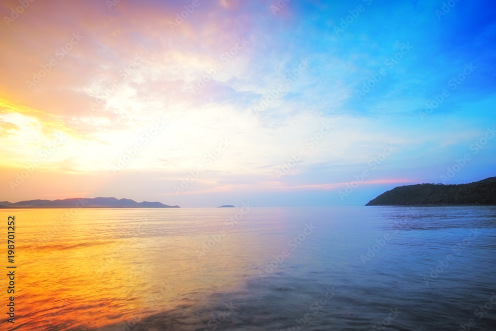 The colorful sunset cloud at the evening beach. The colorful sunset cloud at the evening beach.