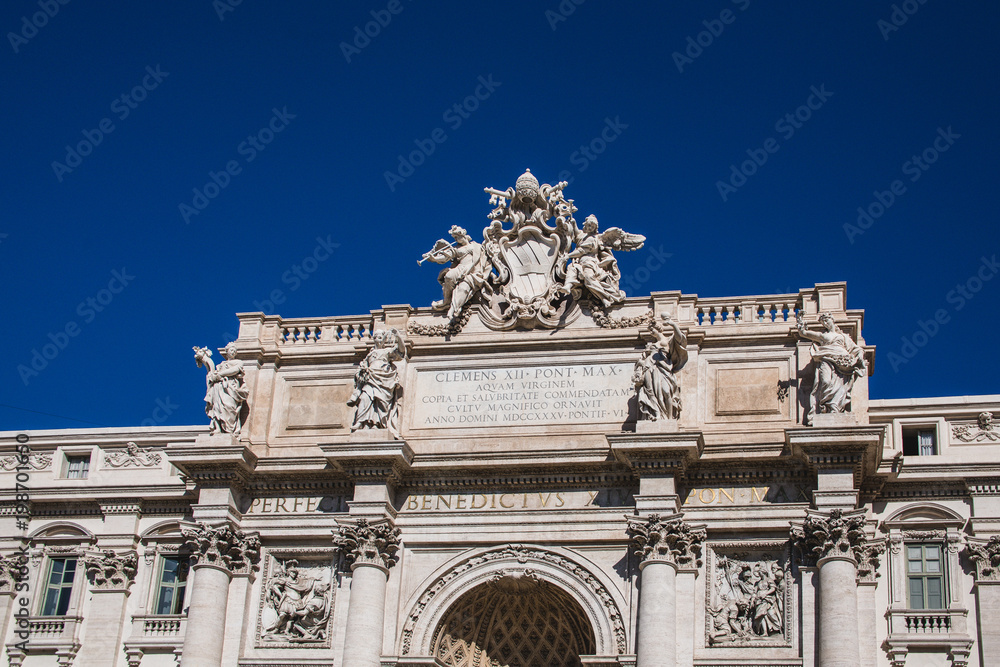 Dedication at Top of Trevi Fountain