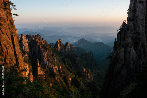 Beginning to believe peak view at dusk  Huangshan Mountains  Anhui  China 