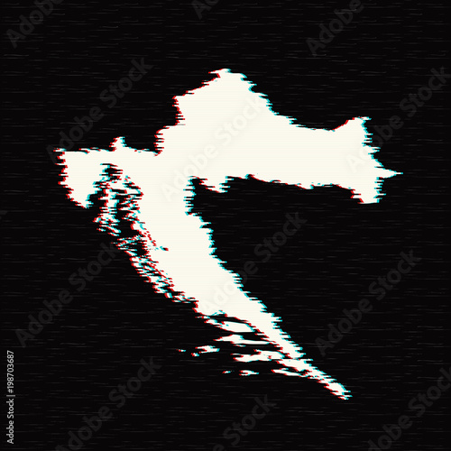 Vector map Croatia. Isolated vector Illustration. Black on White background. EPS 10 Illustration.