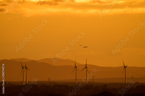 Wind farm of wind turbines