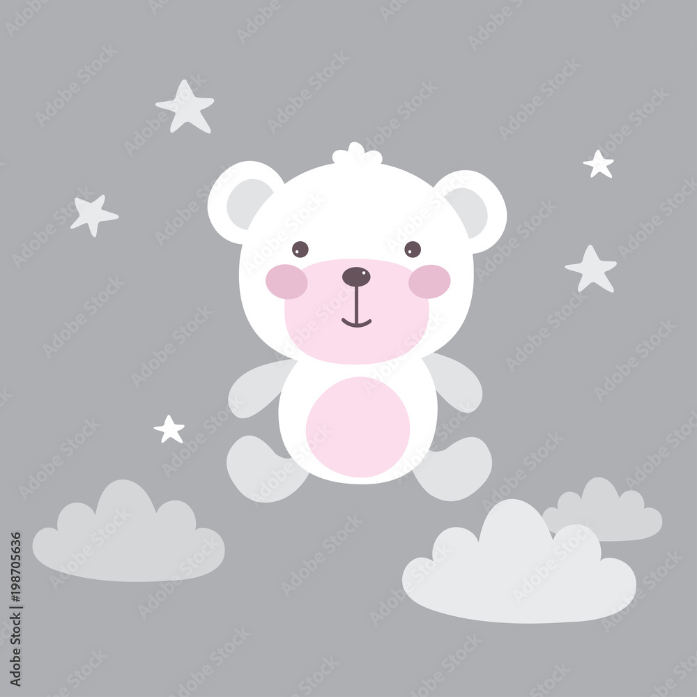 Funny background with cute white bear Funny background with cute white bear