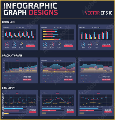 6 different Infographic Element Graph Design vector template