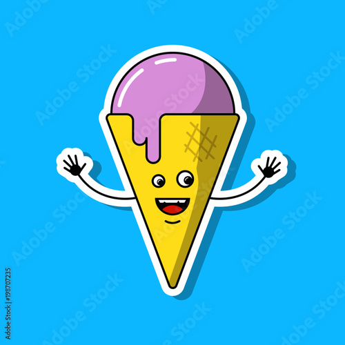 Colored cartoon illustration of ice cream