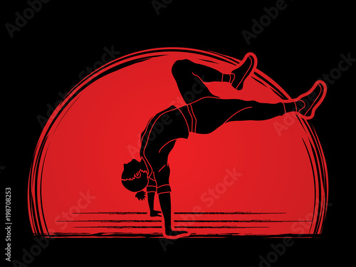 Dancer practice, Street dance  designed on sunlight background graphic vector