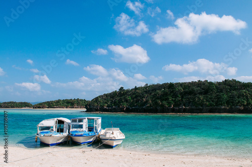 White sand beach crystal clear turquoise water at Kabira Bay, Ishigaki, Okinawa © PixHound