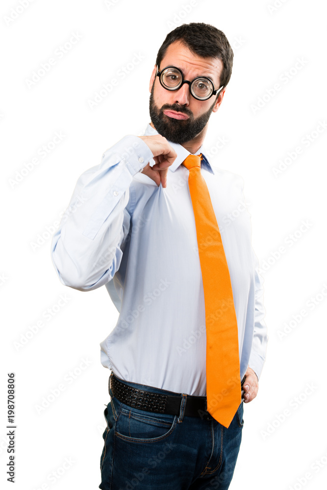 Funny man with glasses proud of himself Funny man with glasses proud of himself