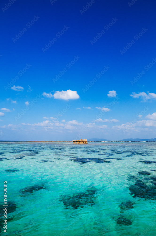 crystal clear turquoise water at Kabira Bay, Ishigaki, Okinawa