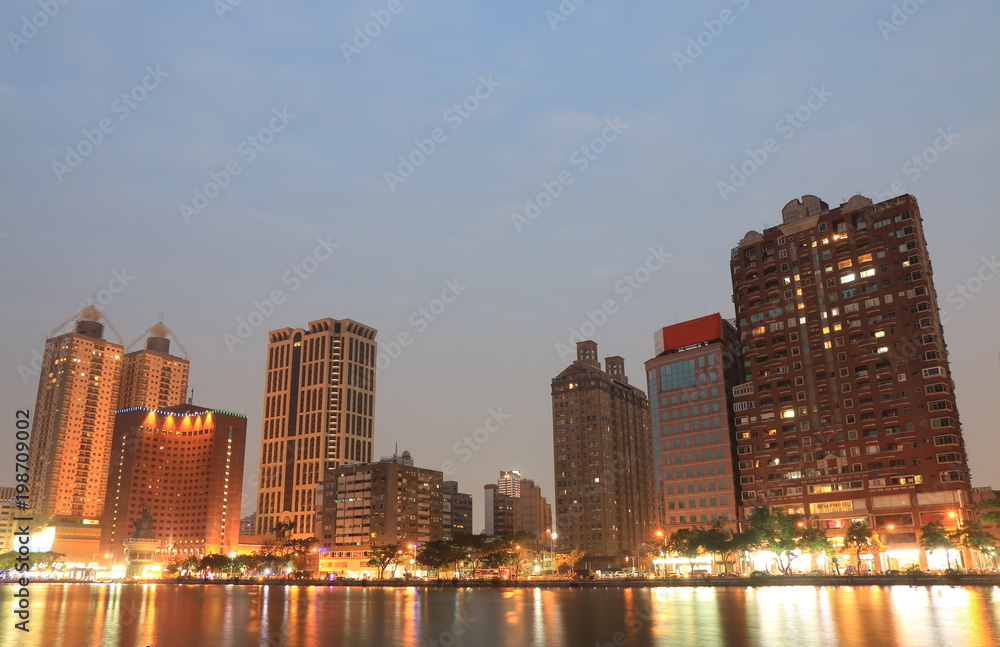 Love river skyscrapers cityscape in Kaohsiung Taiwan