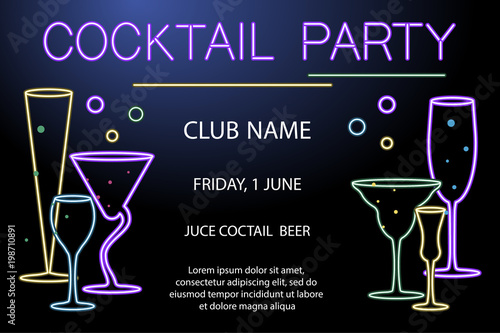 Flyer for night cocktail party