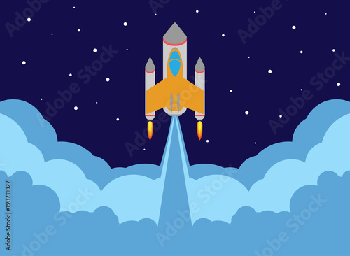 Start up rocket icon concept of a starting business can be used for presentations