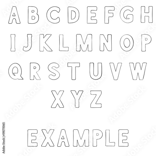 Font. Outline alphabet letters
