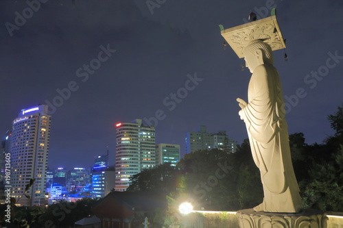 Photography Bongeun temple and cityscape in Gangnam Seoul South Korea