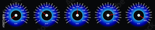 Vector image of car speedometer with different speed indicators