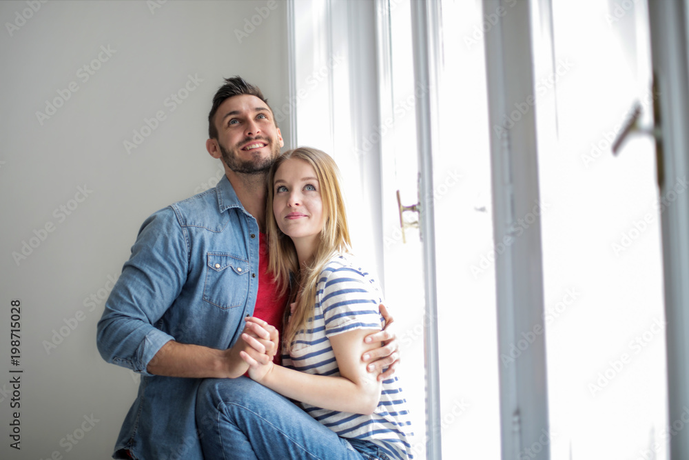 Daydreaming couple of young lovers Daydreaming couple of young lovers