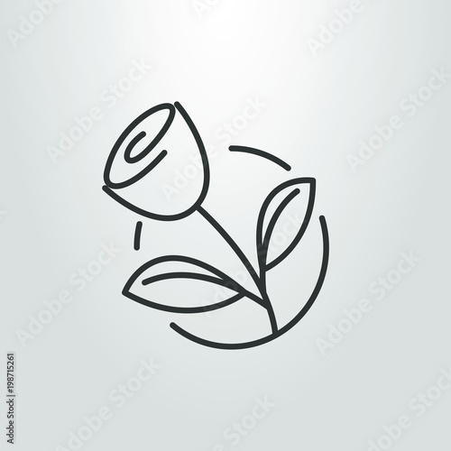 black and white linear rose icon