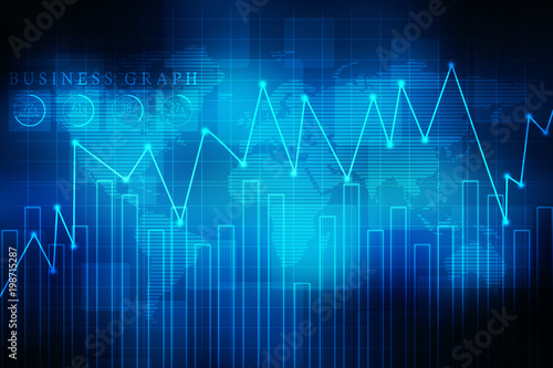 2d rendering Stock market online business concept. business Graph 